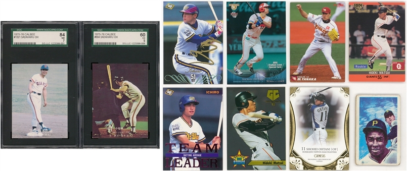 1970s-2000s Japanese Cards Collection (50+) Including Clemente, Ichiro, Oh, Tanaka, Matsui and Ohtani